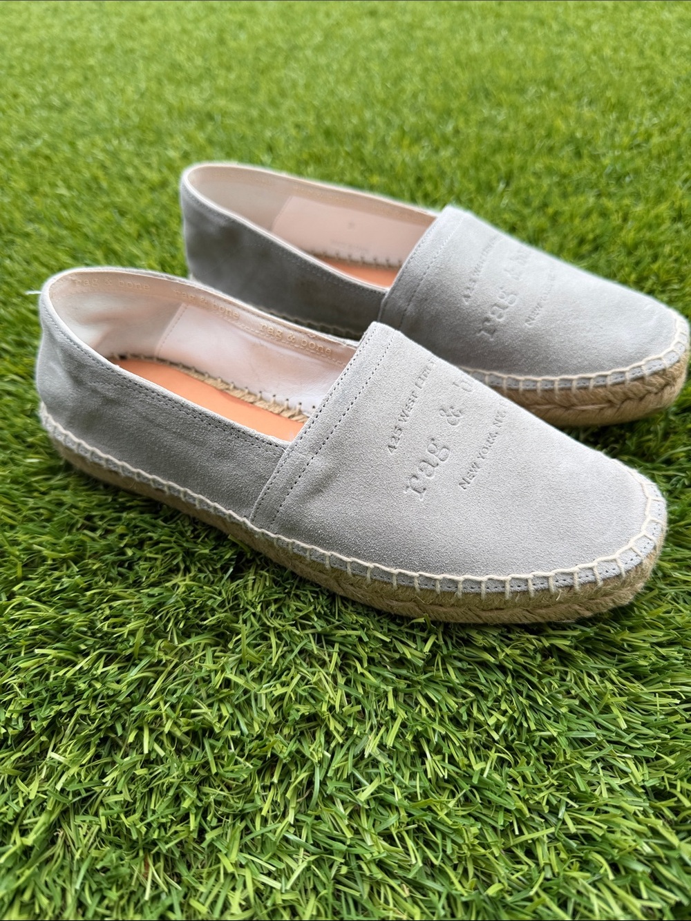 Polo by Ralph Lauren Light Gray Suede Espadrille Slip-Ons - Women